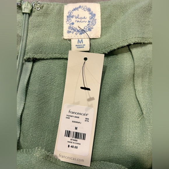 💦”Blue Rain” NWT Elegant Sage Green Wrap Detail Zip Back Mini Skirt💧 - Picture 9 of 11